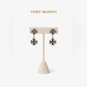 Tory Burch Silver Signature Drop Earrings